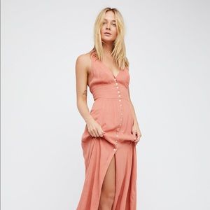 Free People Peach Crepe maxi dress